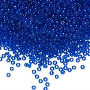 5/$15 Seed Bead Czech Glass Transparent Sapphire Blue Tube